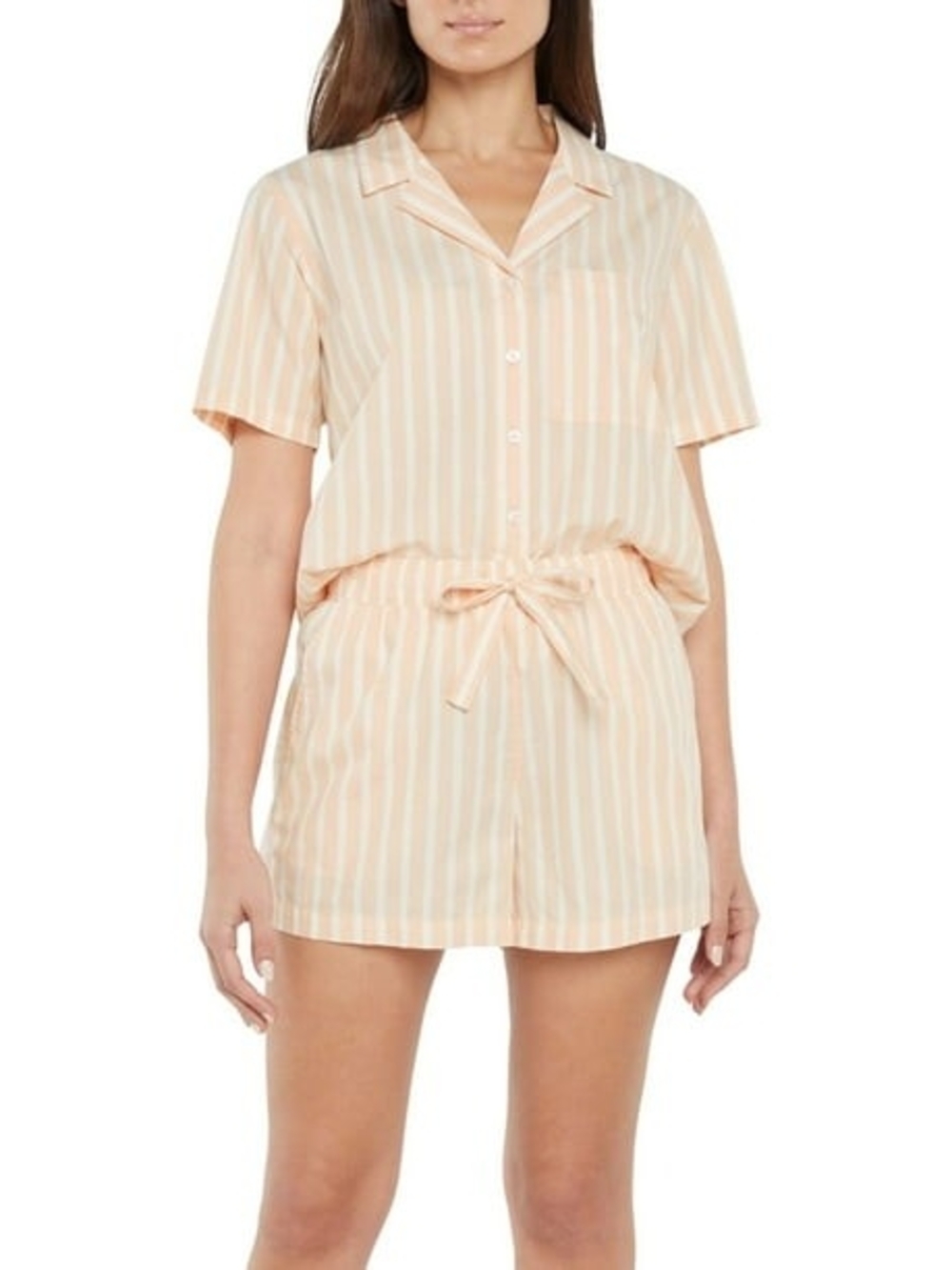 GAP Peach and White Striped Short Pajama Set XL